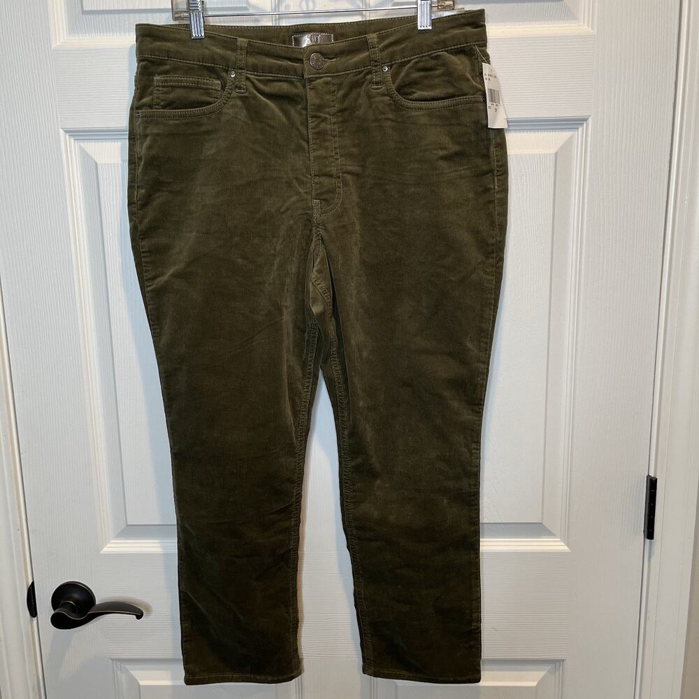 Kut from the Kloth 12P Rachael Fab Ab Mom Jean Corduroy Pants Moss High Rise